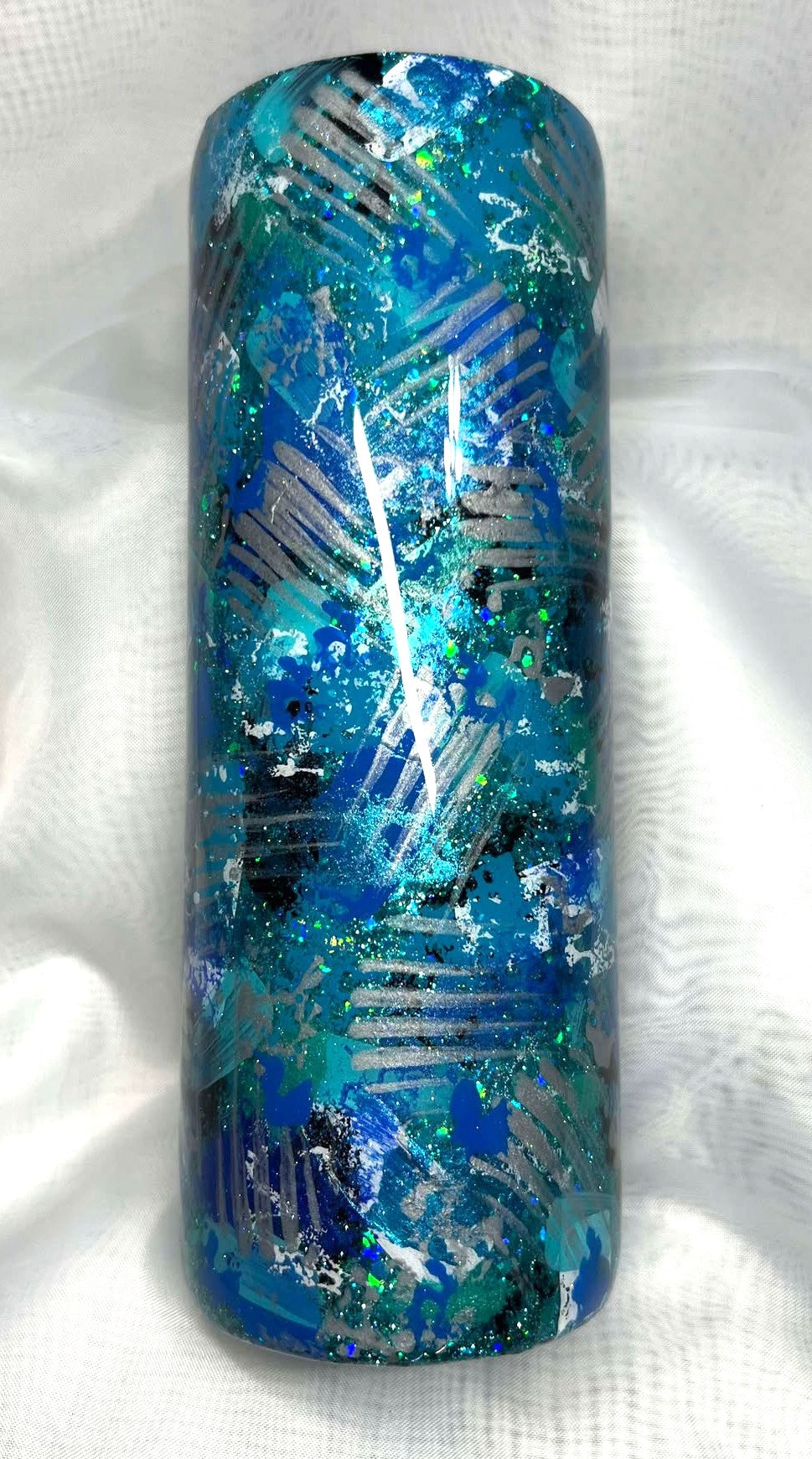 Blue Hand Painted Kimono Tumbler - 20oz