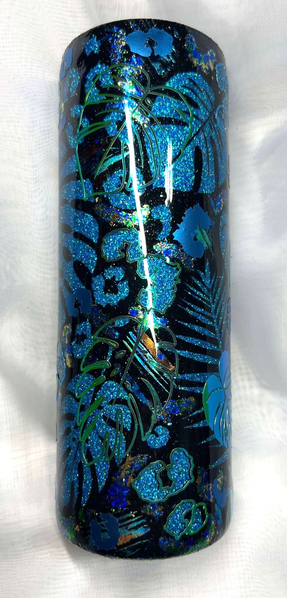 Peek a Boo Monstera with Fine glitter Tumbler - 20oz