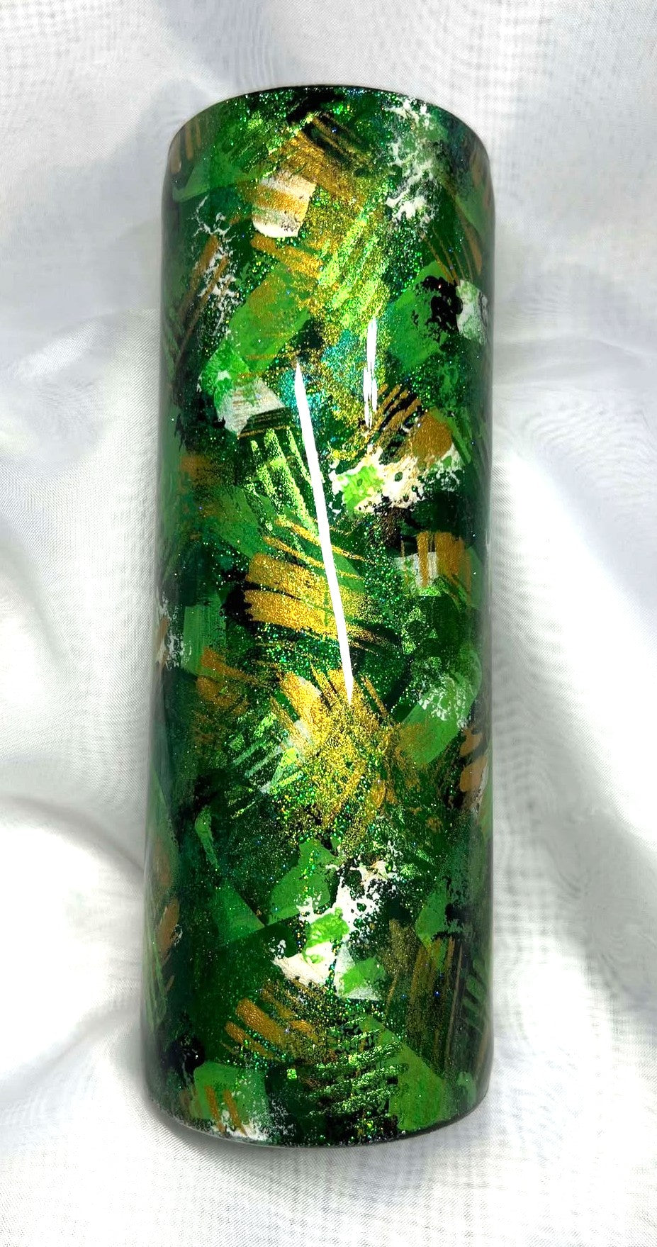 Green Gold Hand Painted Kimono Tumbler - 20oz