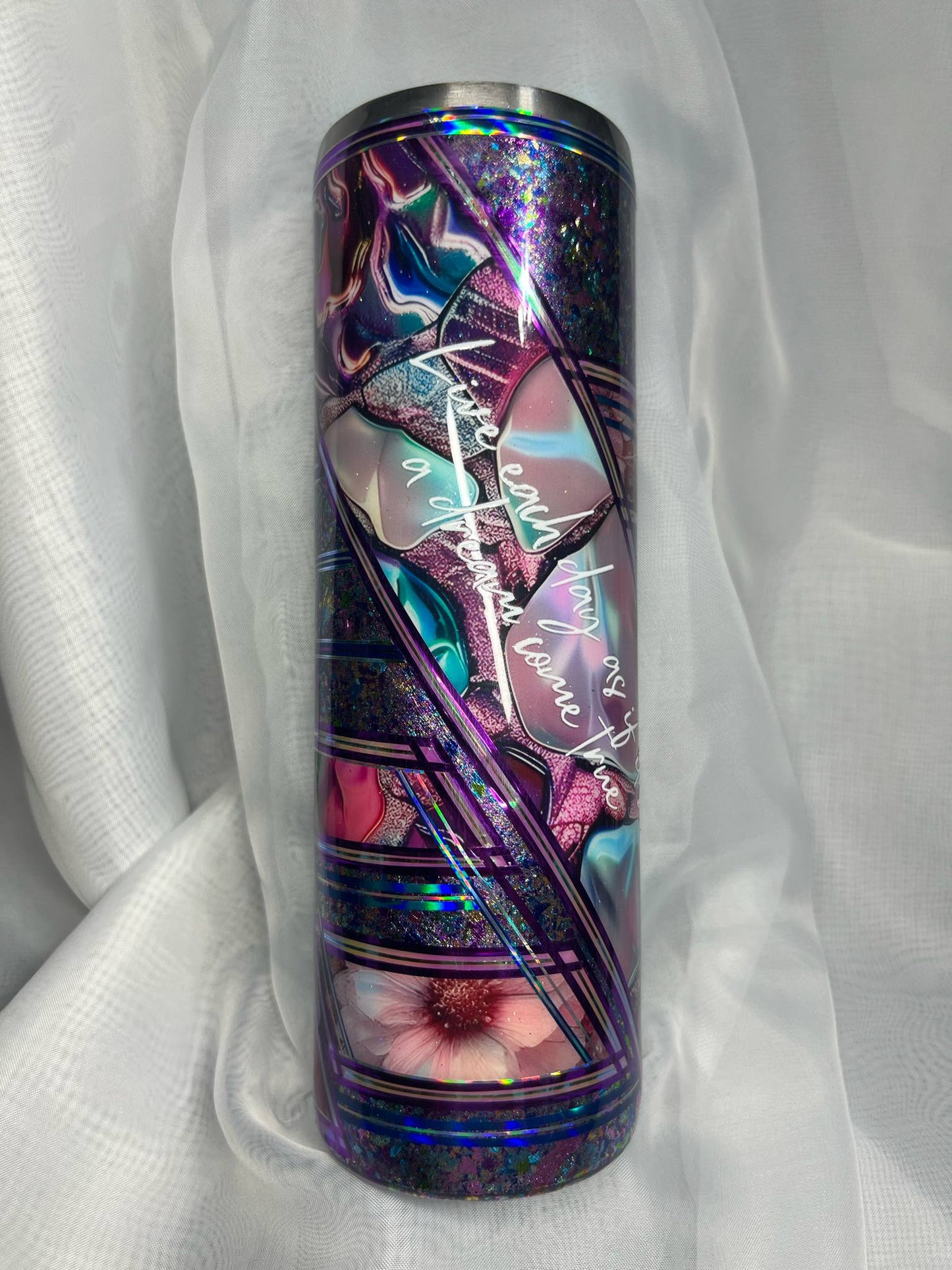Mixed Media Purple- Live Each Day as if a Dream came true.