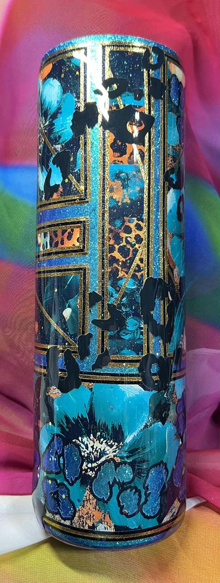 Mix Media Blended Teal Leopard