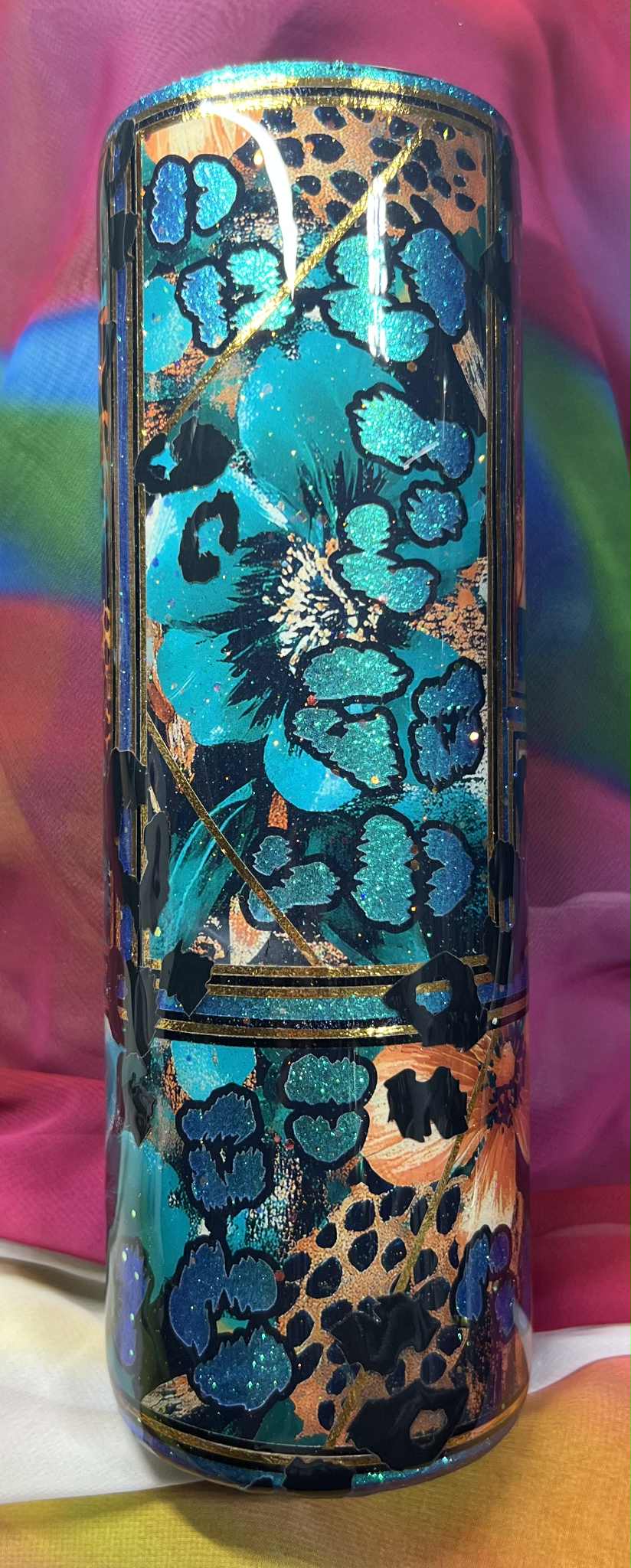 Mix Media Blended Teal Leopard