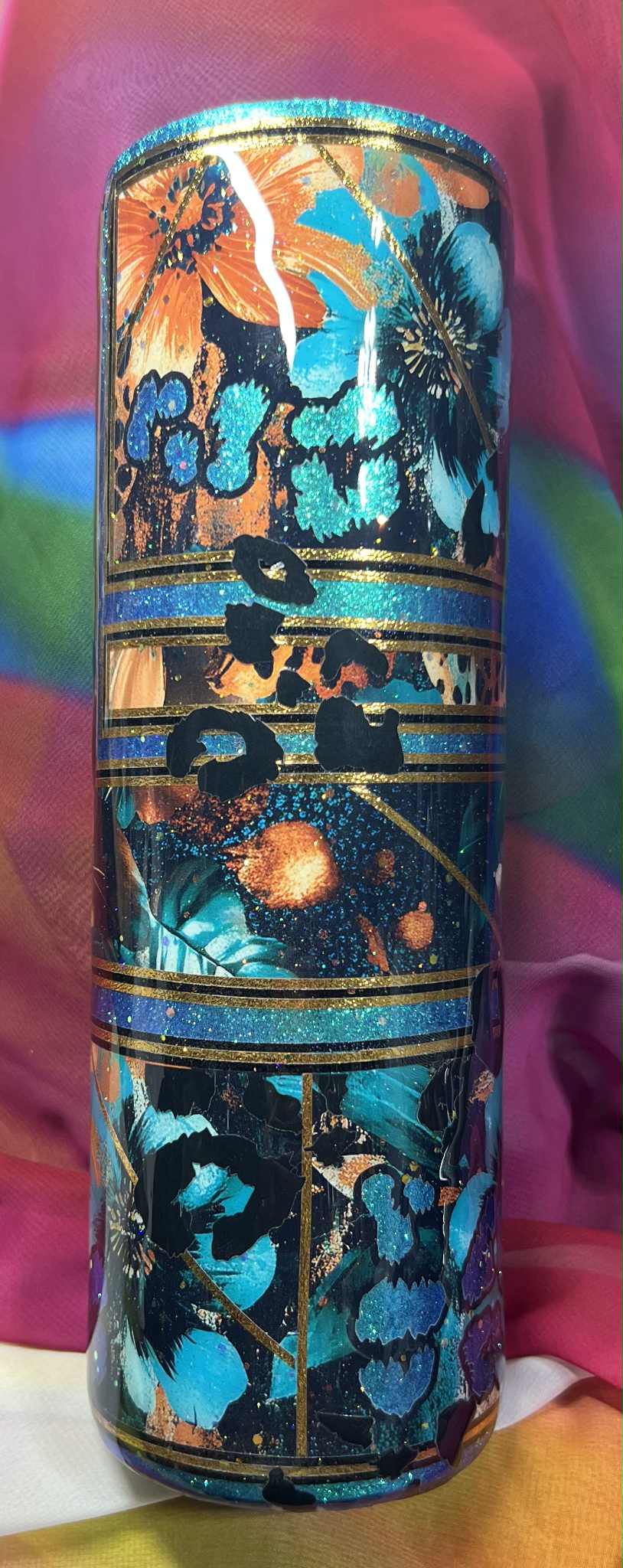 Mix Media Blended Teal Leopard