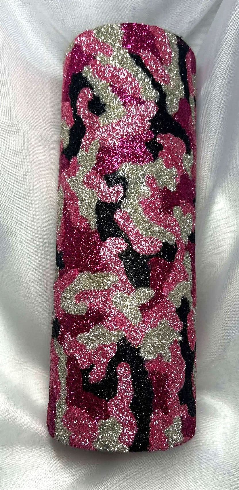 Hand painted and glittered Pinks Camo Tumbler - 20oz