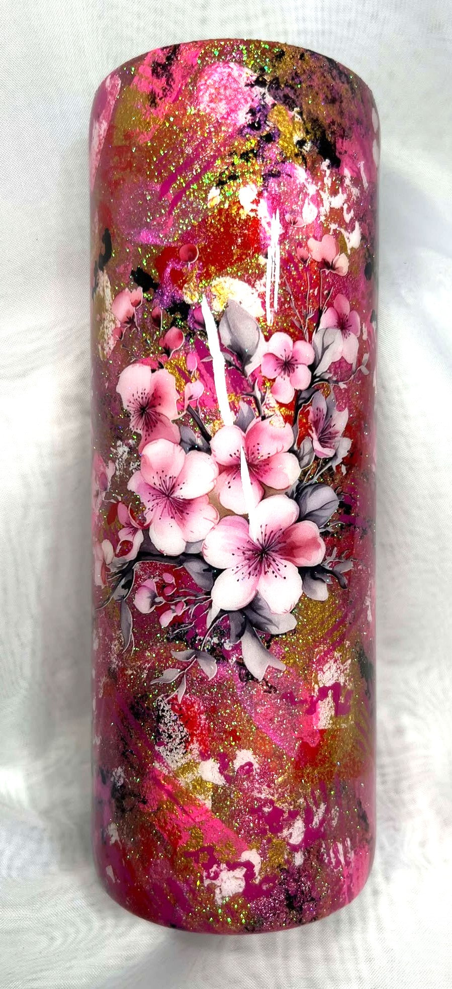Pink Hand Painted with Japanese Cherry Blossoms Tumbler - 20oz