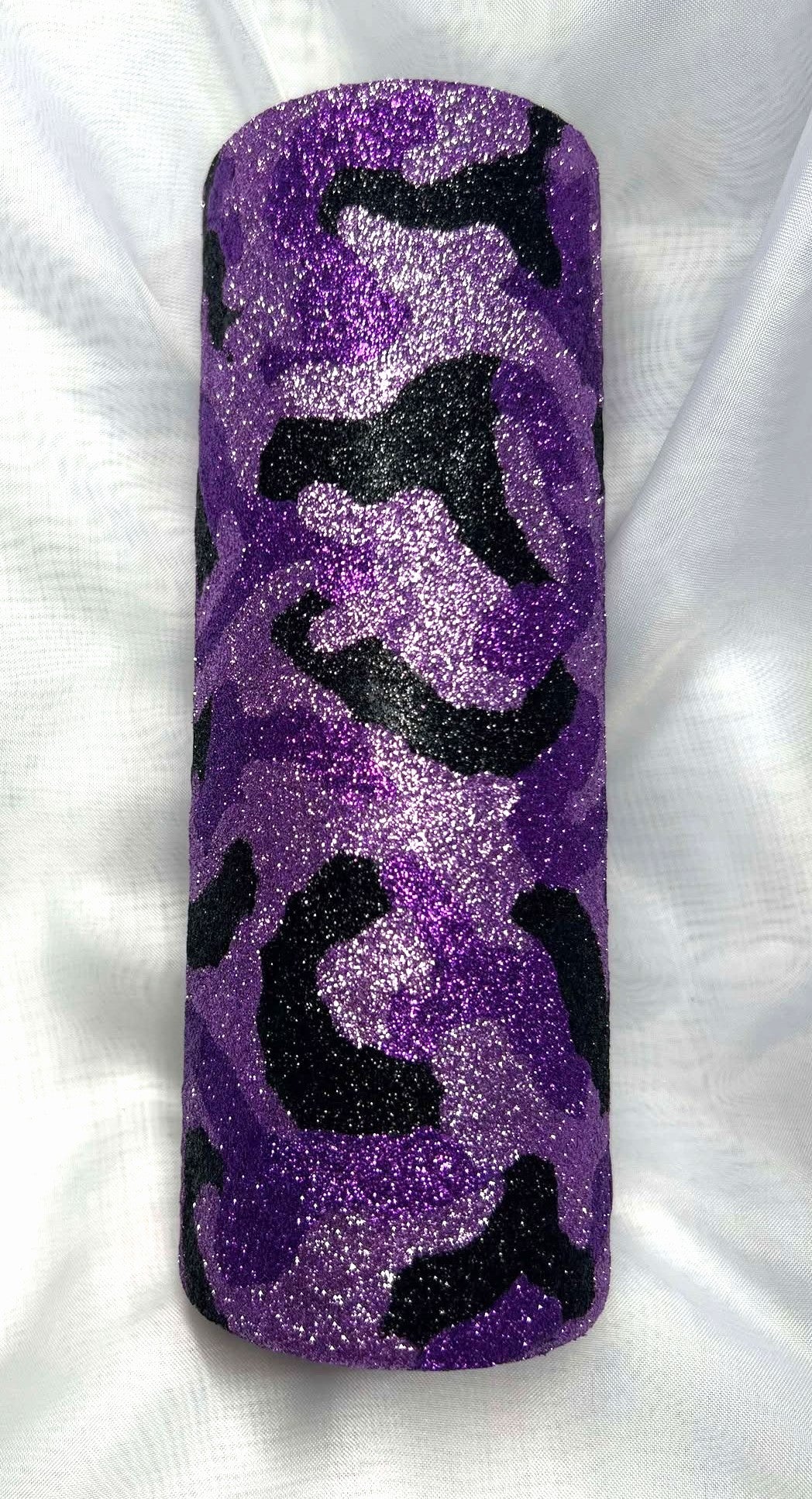 Hand painted and glittered Purple Camo Tumbler - 20oz