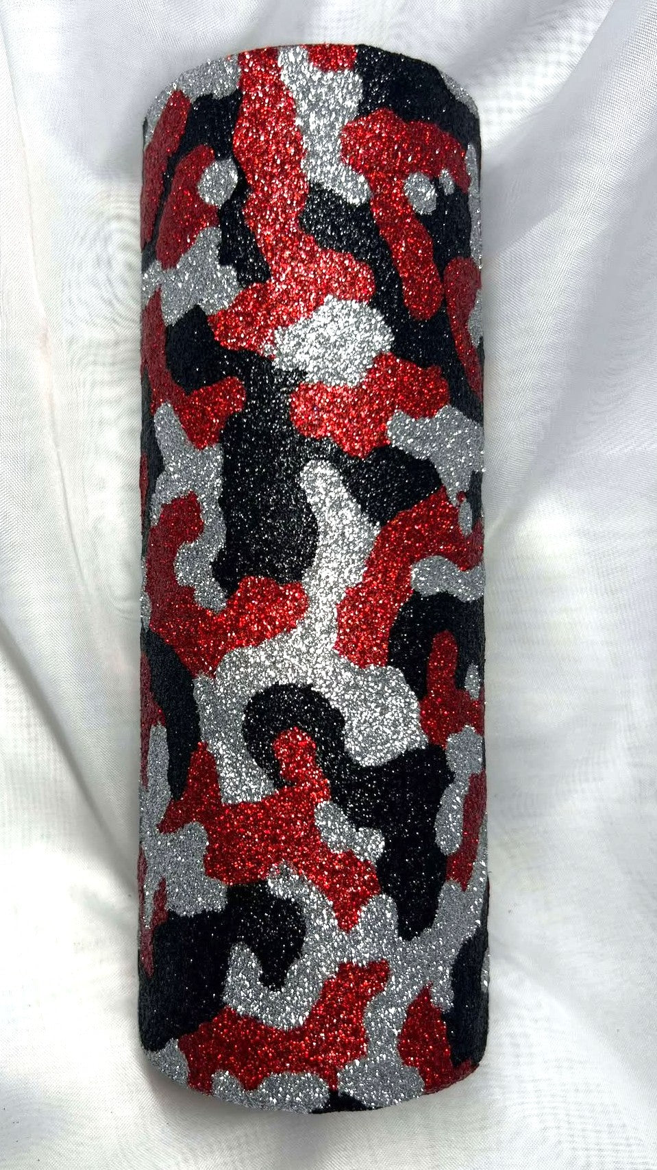 Hand painted and glittered Reds Camo Tumbler - 20oz