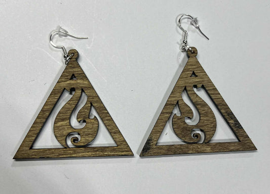 Rustic AS IS Misfits- Maori Fish Hook Design Triangle Earring