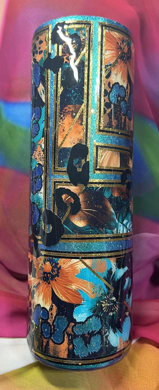 Mix Media Blended Teal Leopard
