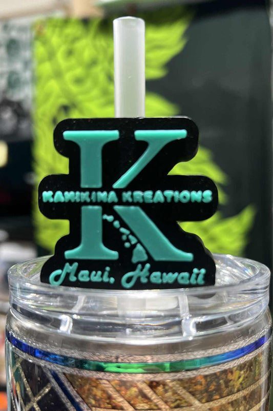 Kahikina Kreations LOGO Straw Topper Teal/Black