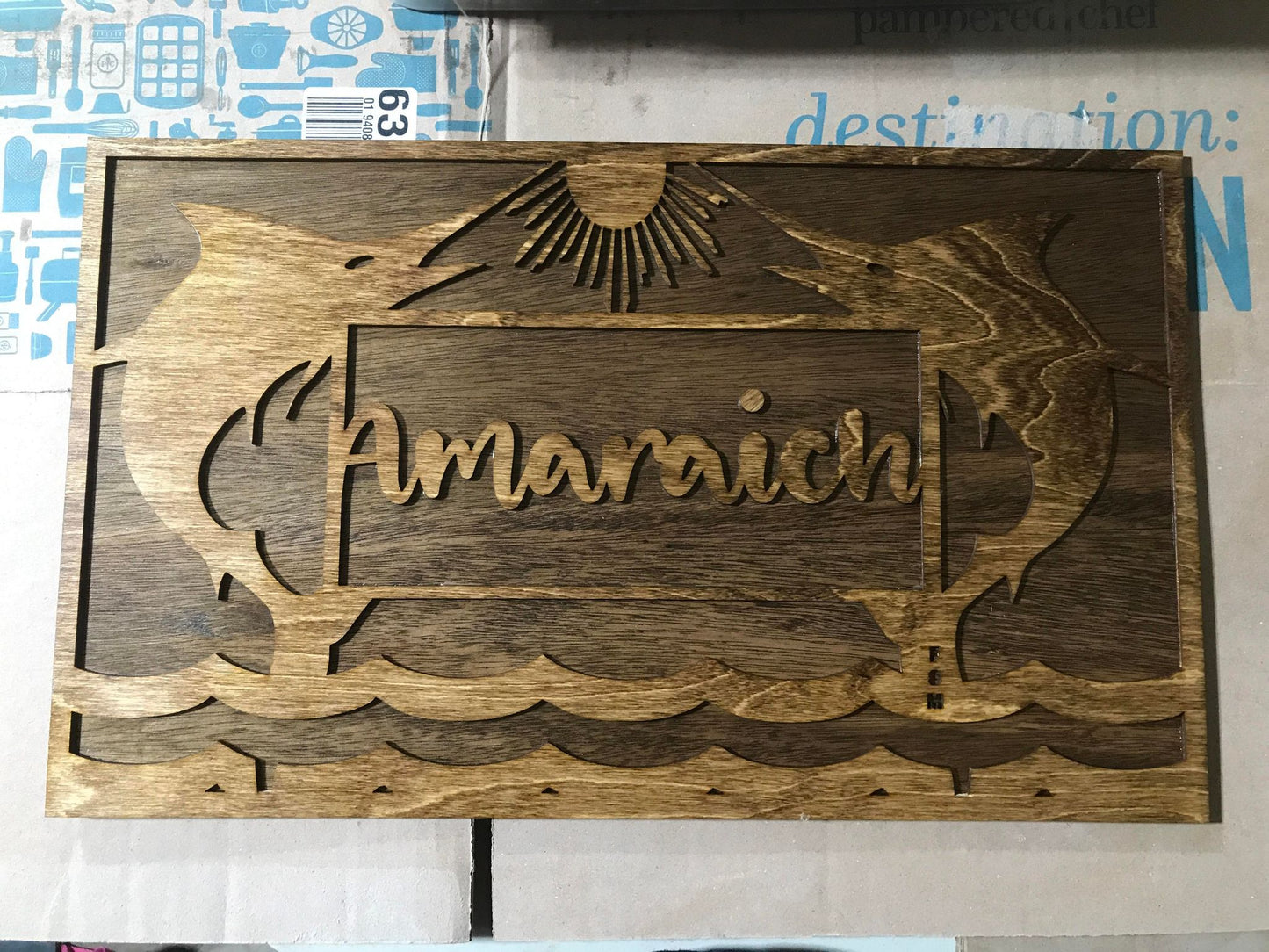 Custom Double Marlin Sun waves Name Sign