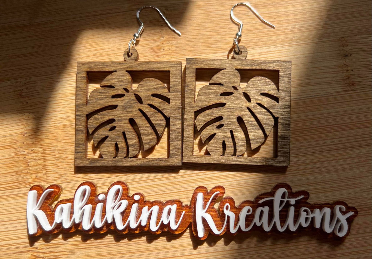 Earring Monstera Square